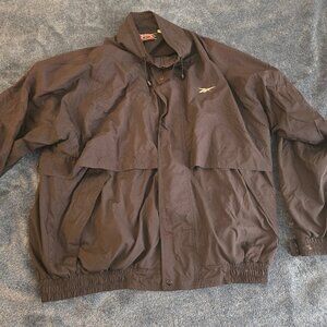 Vintage Reebok Zip Up Windbreaker Pullover Size XL Black 90’s Logo Golf Skater